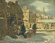 Dirk Jan van der Laan Cityscape in winter. oil painting reproduction